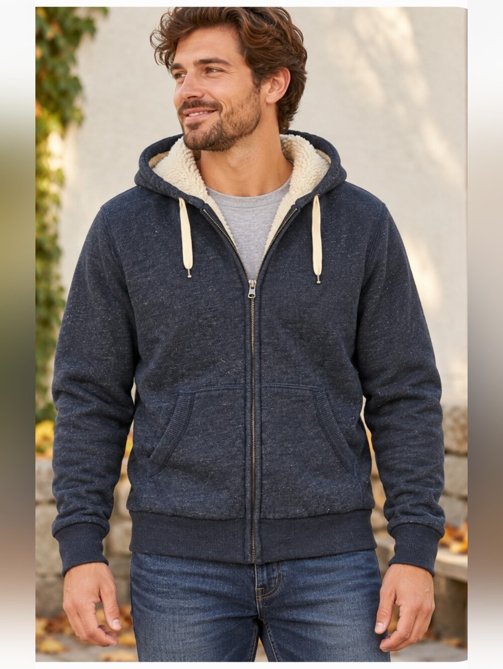 H&M L.O.G.G. Sherpa Lined Zip Hoodie Men’s M Unisex Heavy Warm Jacket